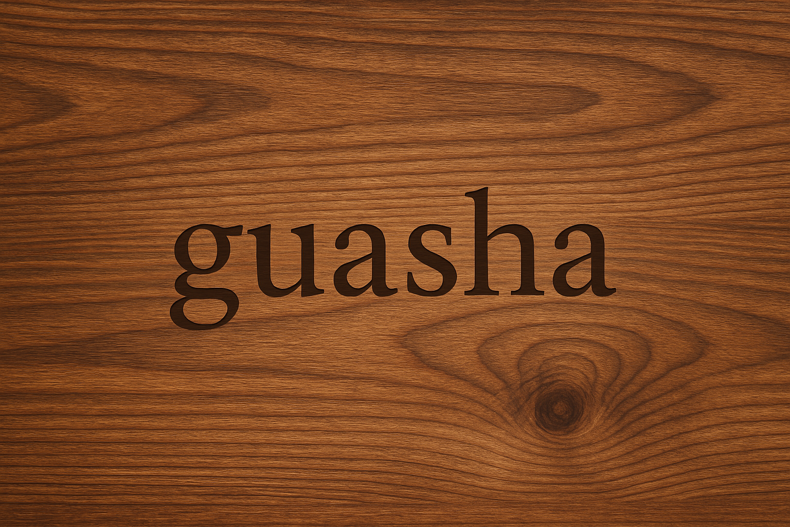 ahşap bir görüntü ve önünde guasha yazsın